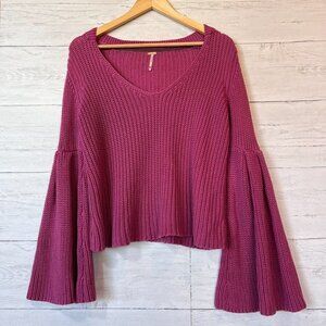 Revolve Free People Sweater Womens SZ Small in Rose Damsel Bell Sleeve Pullover